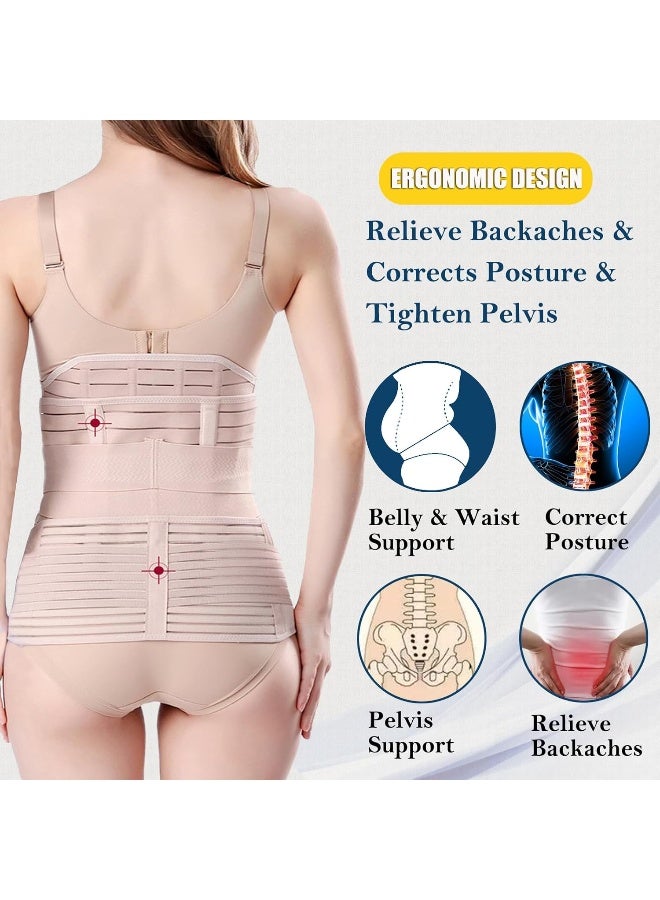 Chongerfei 3 In 1 Postpartum Support - Recovery Belly/Waist/Pelvis Belt Shapewear Slimming Girdle, Beige, One Size - Image 5